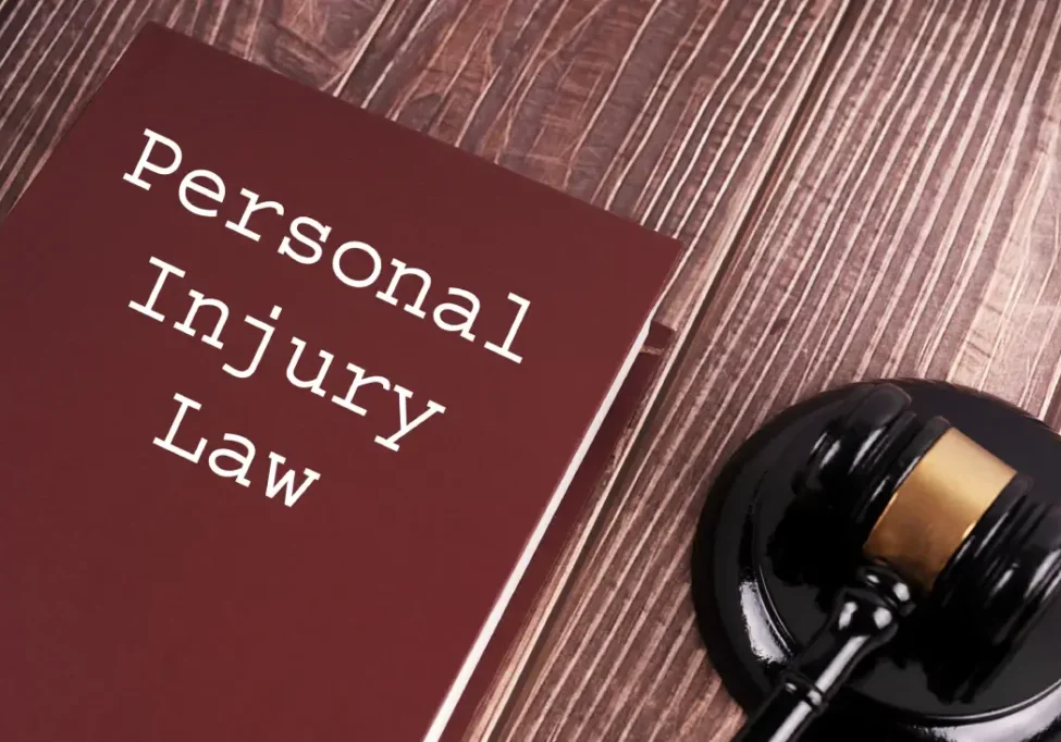 Personal injury law book and gavel.